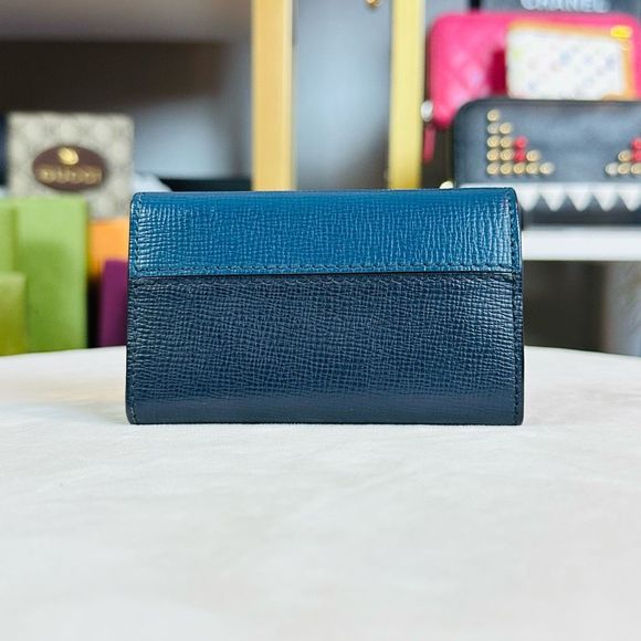 Burberry Blue Bi-Color Silver 6 Ring Key Holder Pouch Case Wallet - Picture 5 of 11